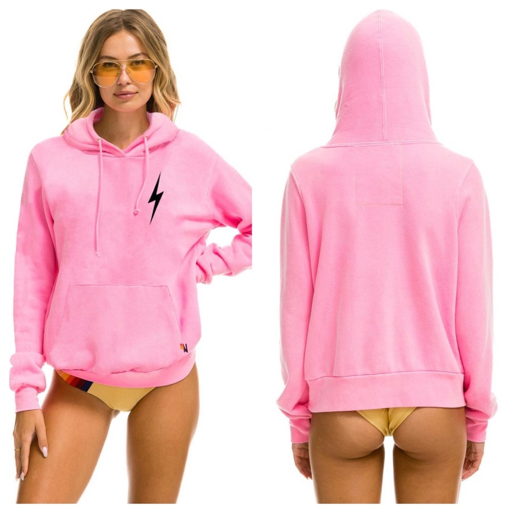 Aviator Nation Bolt Lightweight HOODIE – NEON PINK - NEW